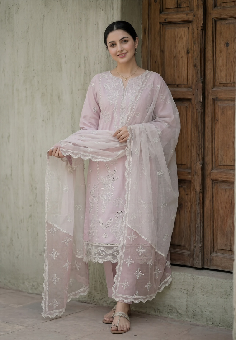 FB-289 | Blush Mauve | 3 Pcs Unstitch With Cotton Trouser