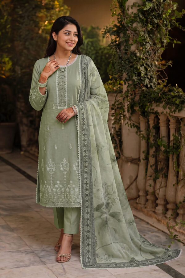 FB-352 | Opaline Green | 3 Pcs Unstitch With Cotton Trouser