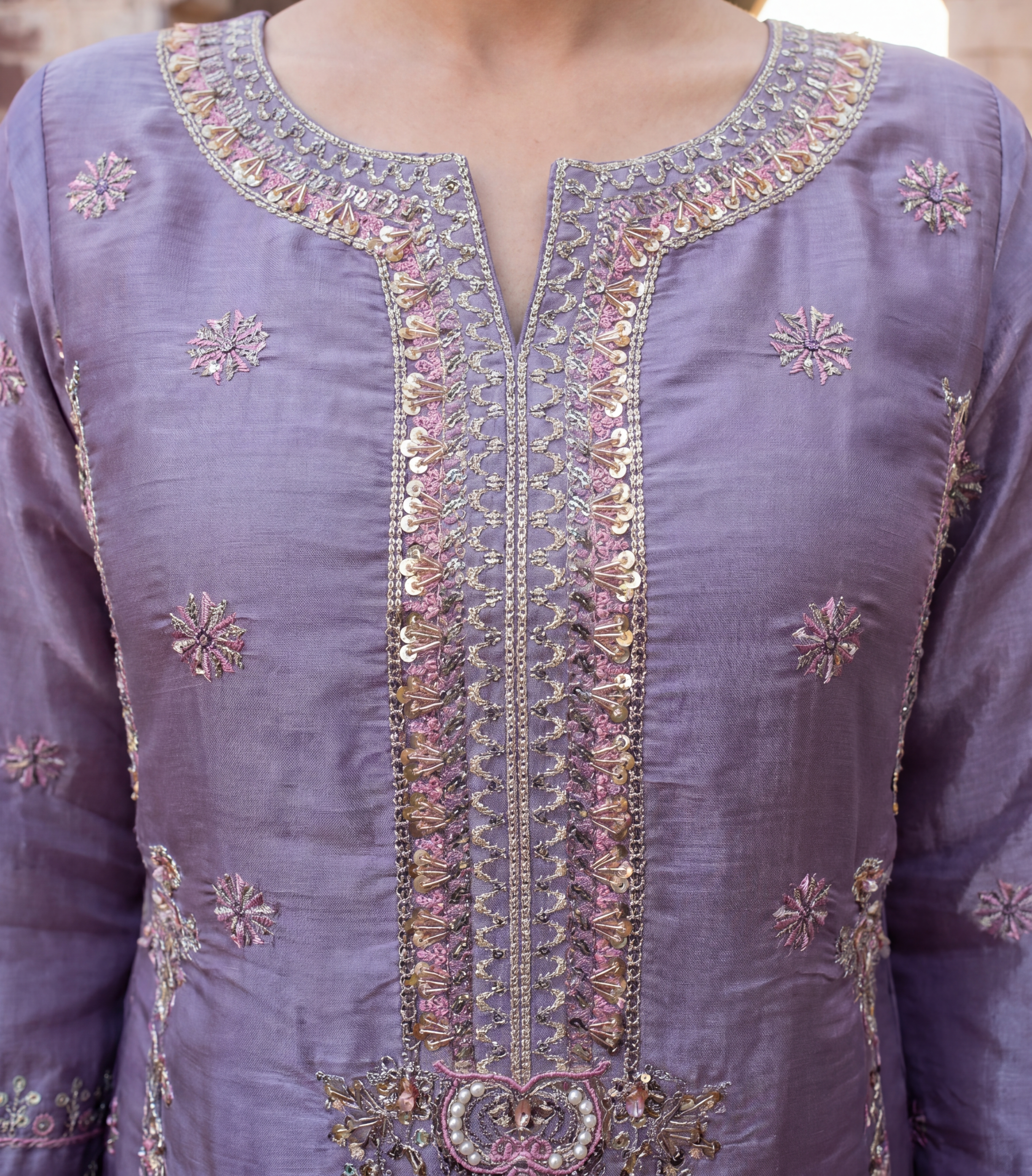 FB-272 | Mystic Purple | 3 Pcs Luxury Shesha Silk Embroidered Suit - Image 5