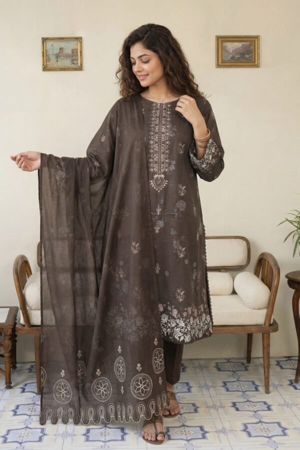 FB-293 | Dark Mocha Floral | Rozina