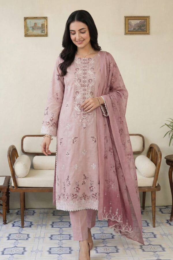 FB-297 | Vintage Pink | 3 Pcs Unstitch With Cotton Trouser