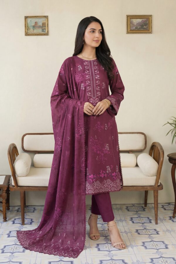 FB-298 | Royal Berry | 3 Pcs Unstitch With Cotton Trouser