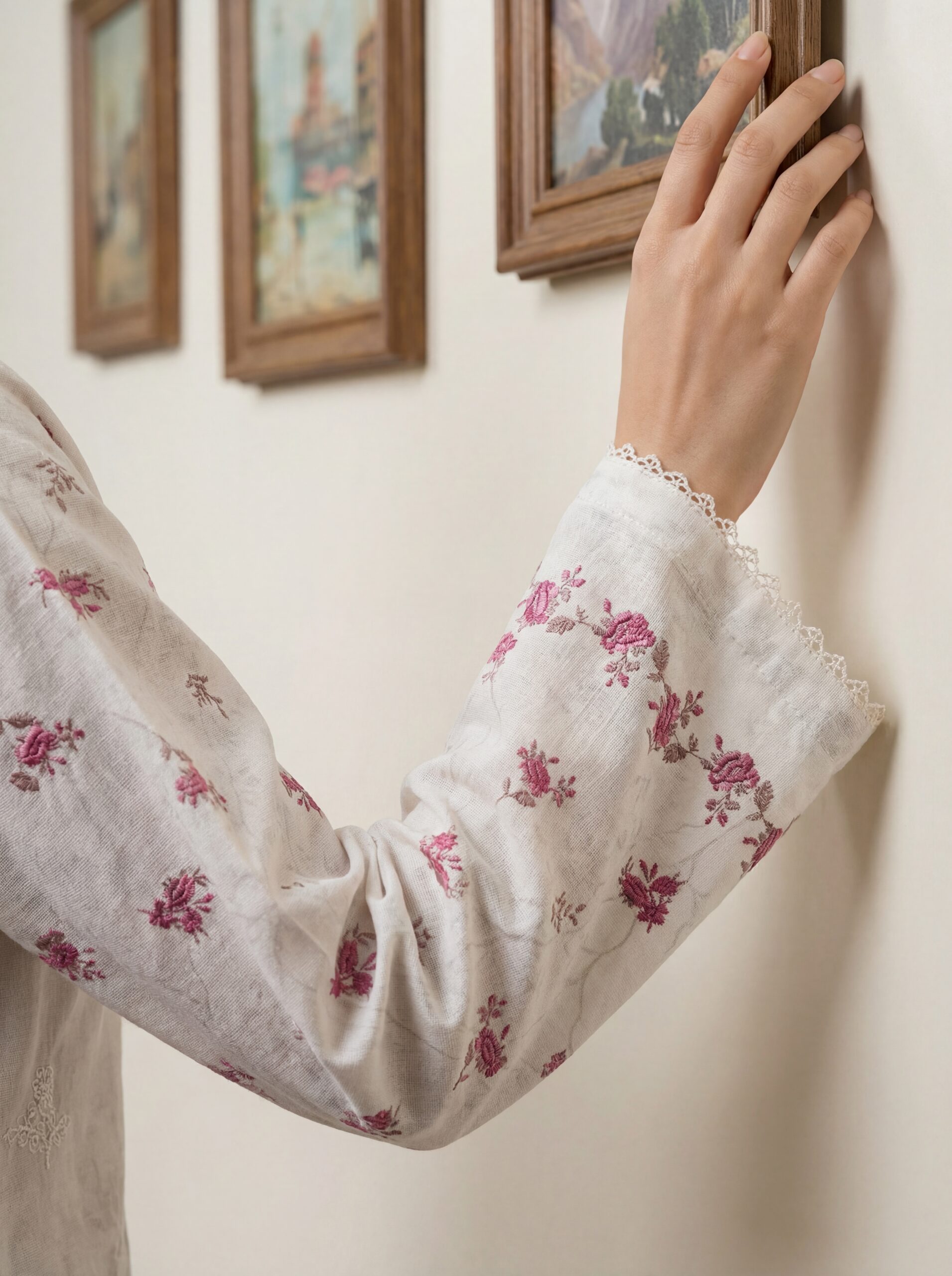 FB-300 | Misty Rose | 3 Pcs Unstitch With Cotton Trouser - Image 3