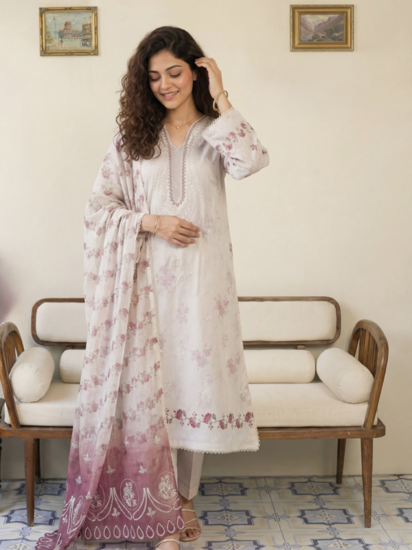 FB-300 | Misty Rose | 3 Pcs Unstitch With Cotton Trouser