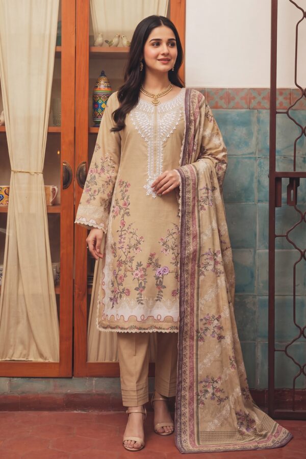 FB-335 | Biscuit Beige | 3 Pcs Unstitch With Cotton Trouser