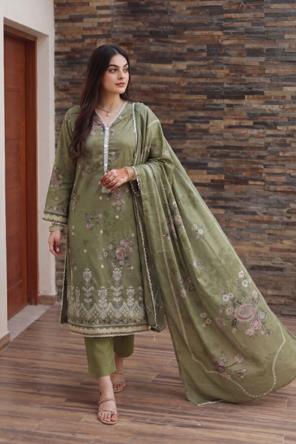 FB-336 | Sage Garden | 3 Pcs Unstitch With Cotton Trouser