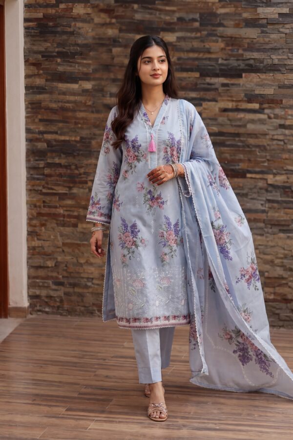 FB-337 | Sky Petal | 3 Pcs Unstitch With Cotton Trouser