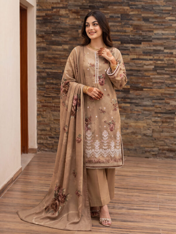 FB-337 | Warm Beige | 3 Pcs Unstitch With Cotton Trouser