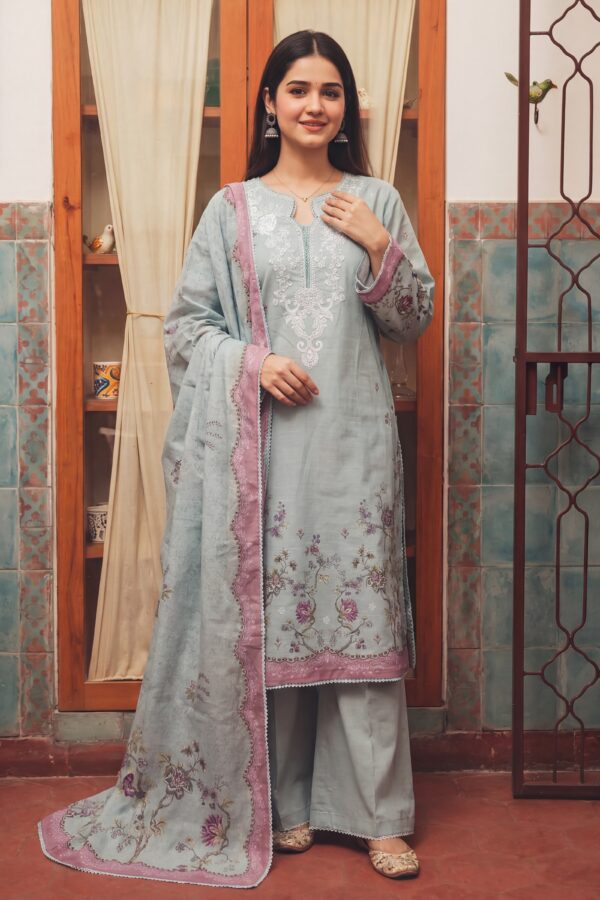 FB-340 | Pista Floral | 3 Pcs Unstitch With Cotton Trouser
