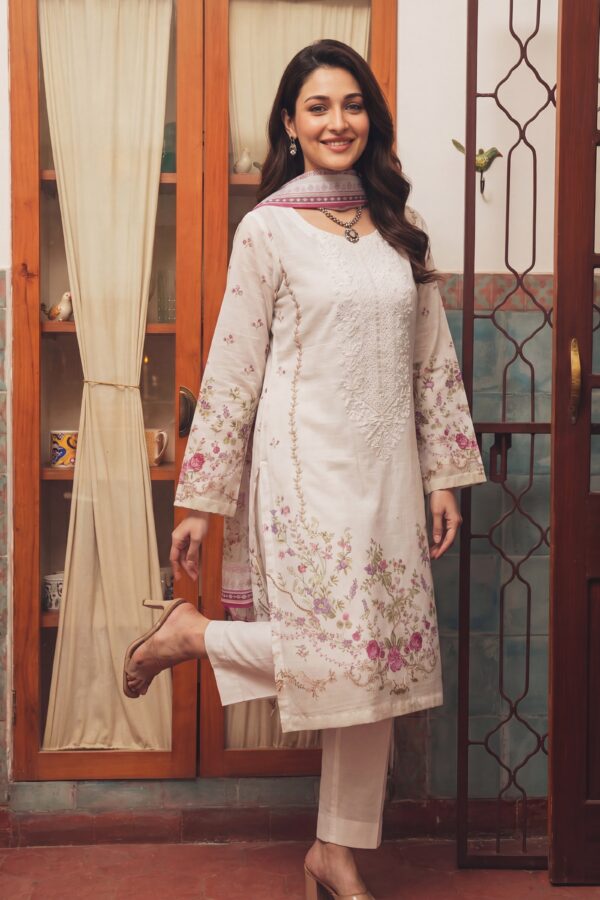 FB-344 | Soft Boski | 3 Pcs Unstitch With Cotton Trouser