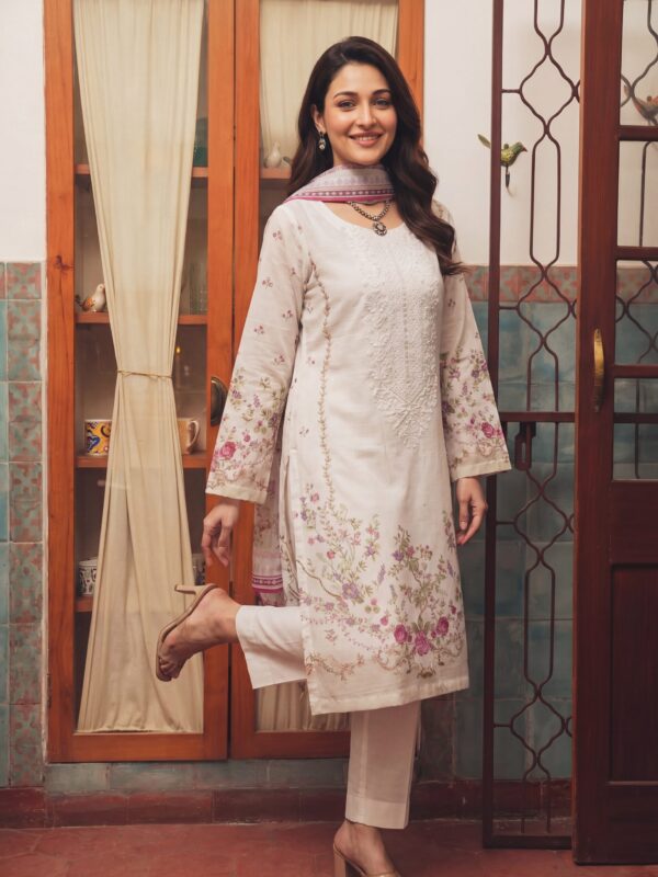 FB-344 | Soft Boski | 3 Pcs Unstitch With Cotton Trouser