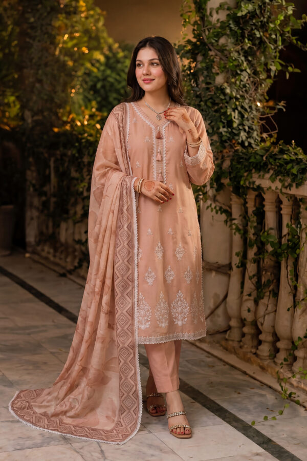 FB-346 | Blush Peach | 3 Pcs Unstitch With Cotton Trouser