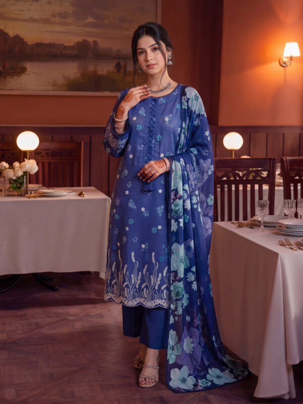 FB-355 | Twilight Blue | 3 Pcs Unstitch With Cotton Trouser