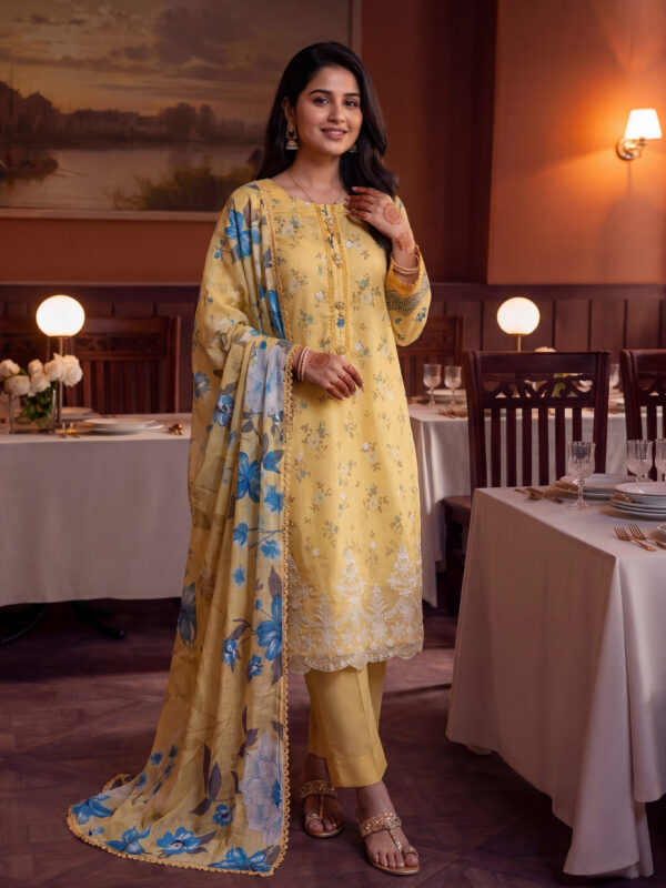 FB-356 | Chic Mustard | 3 Pcs Unstitch With Cotton Trouser