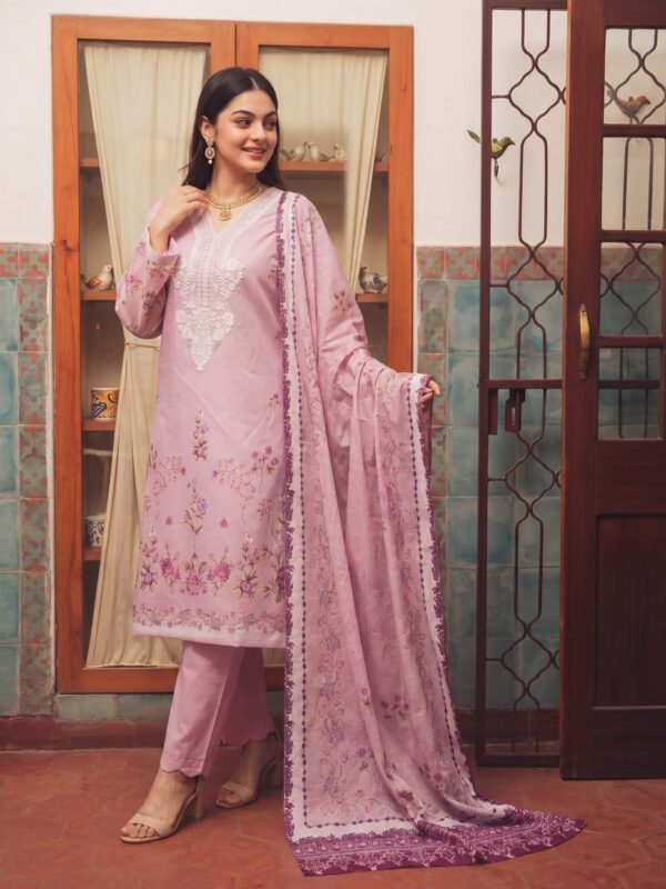 FB-337 | Floral Pink Mist | 3 Pcs Unstitch With Cotton Trouser