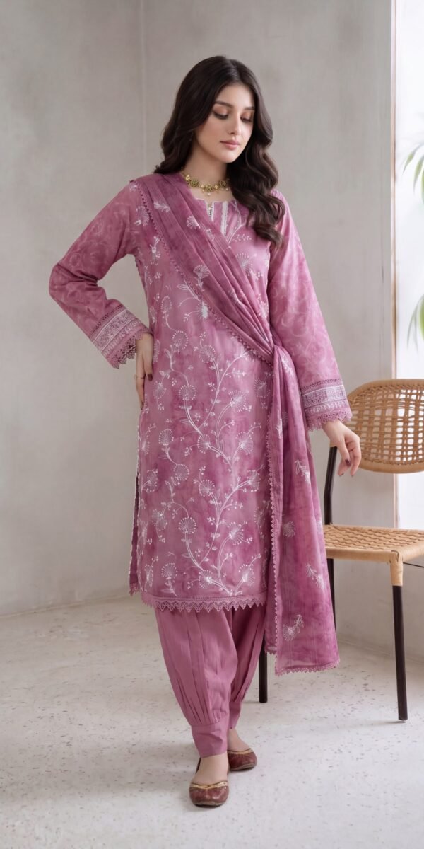 FB-366 | Dusty Rose | 3 Pcs Unstitch With Cambric Trouser