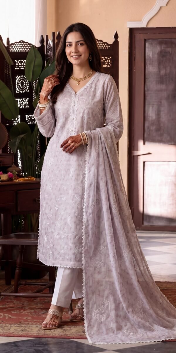 FB-361 | Pearl Mist | 3 Pcs Unstitch With Cambric Trouser