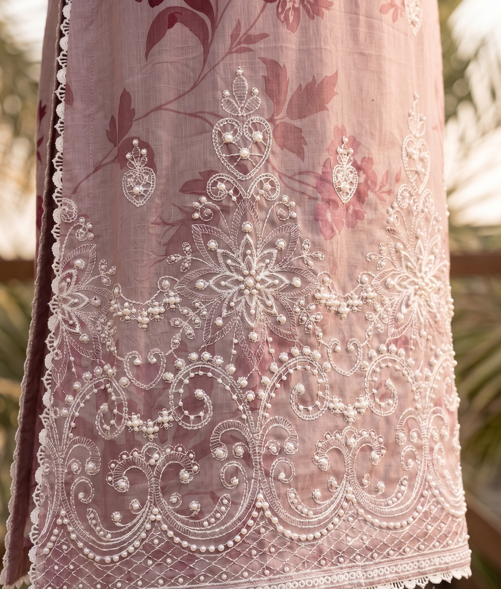 FB-383 | Dusty Mauve | 3 Pcs Unstitch With Cambric Trouser - Image 3