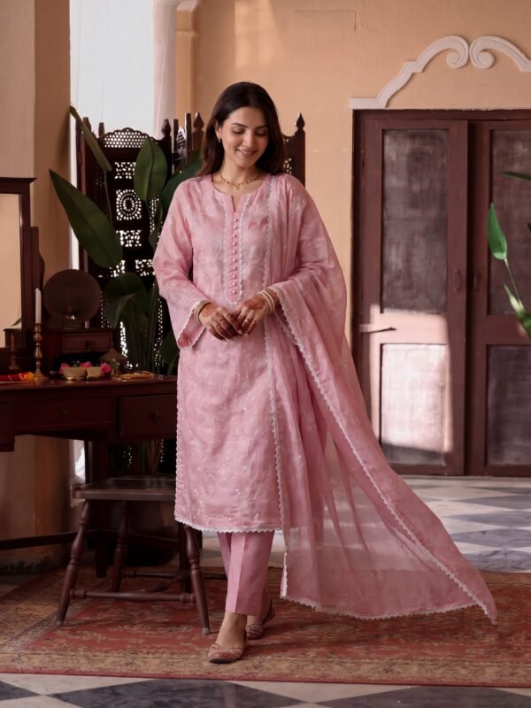 FB-360 | Blush Pink | 3 Pcs Unstitch With Cotton Trouser