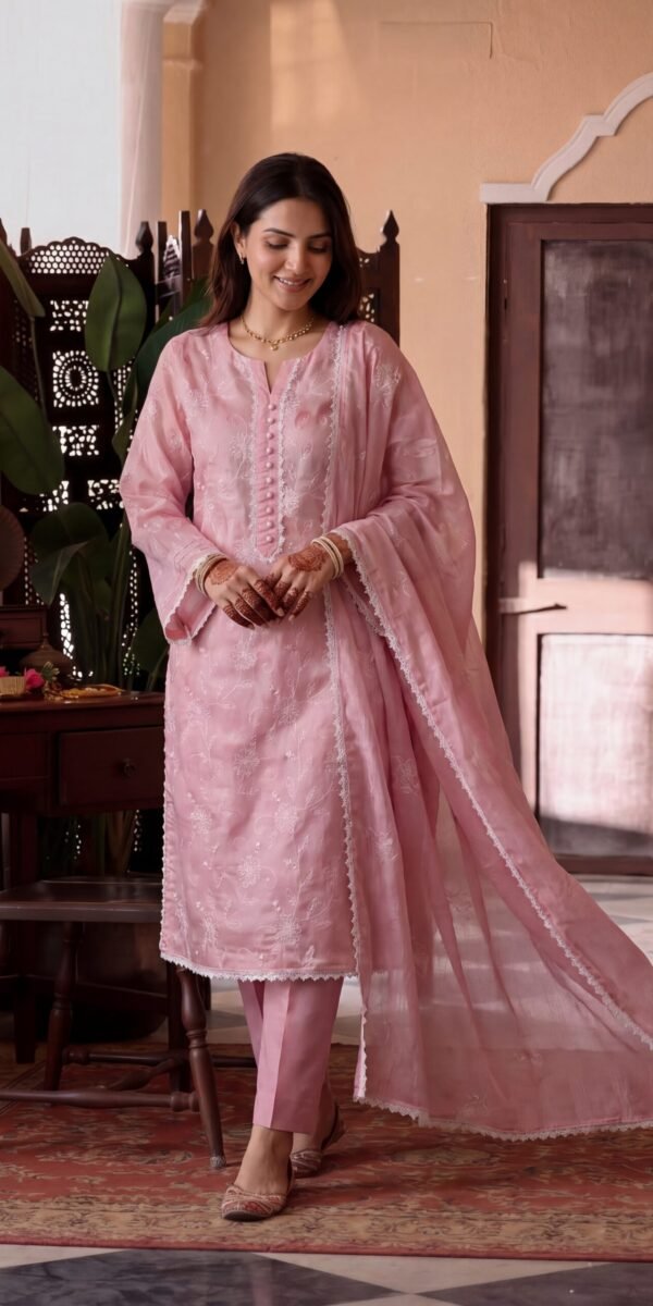 FB-360 | Blush Pink | 3 Pcs Unstitch With Cambric Trouser