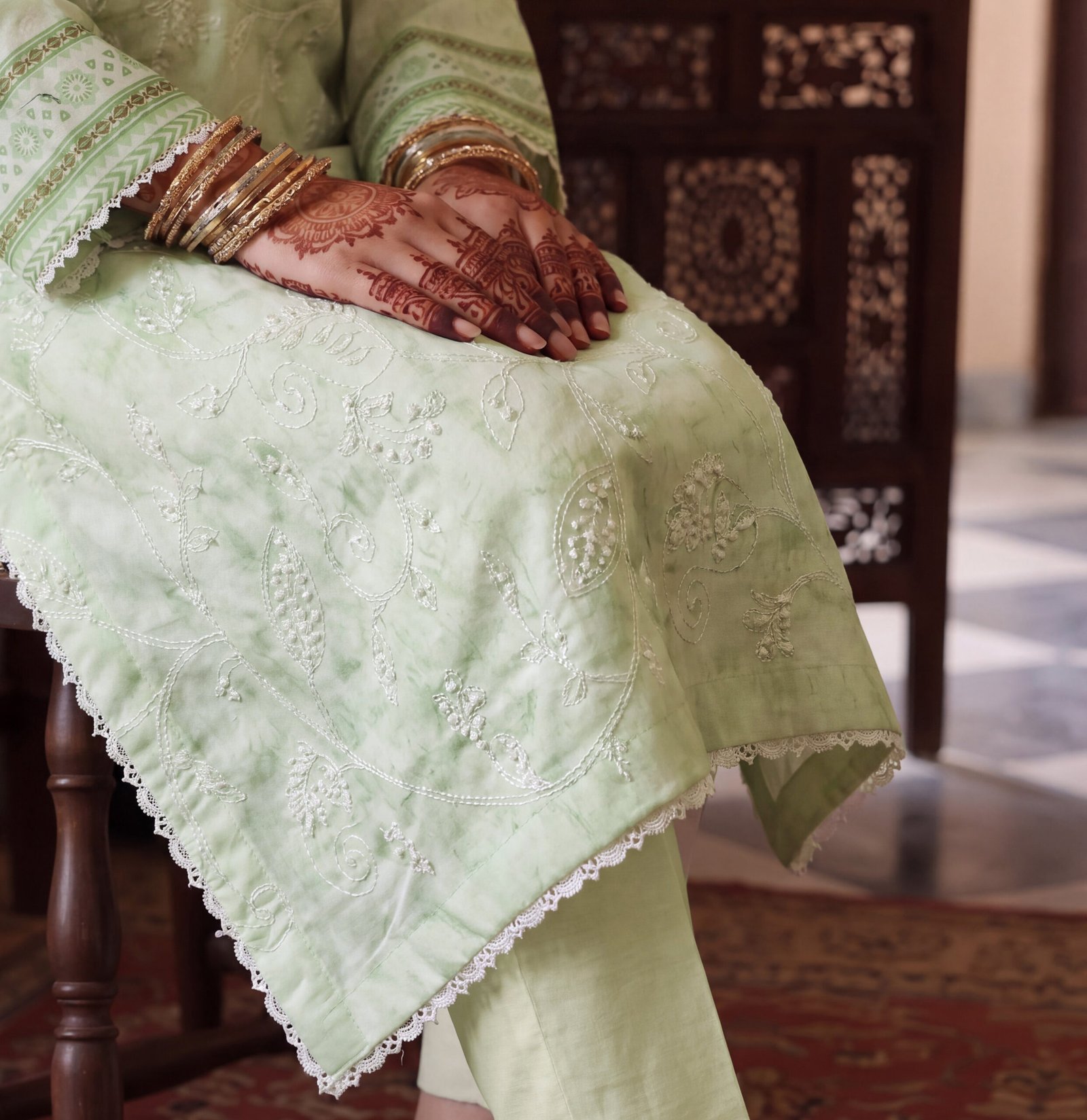 FB-361 | Mint Blossom | 3 Pcs Unstitch With Cotton Trouser - Image 3