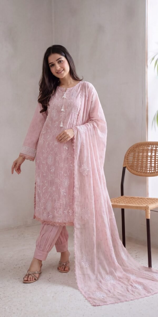 FB-367 | Blush Pink | 3 Pcs Unstitch With Cambric Trouser