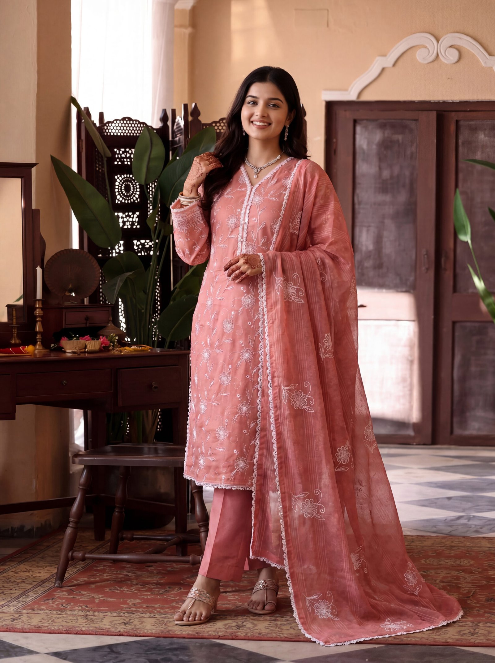 FB-360 | Dusty Rose | 3 Pcs Unstitch With Cotton Trouser