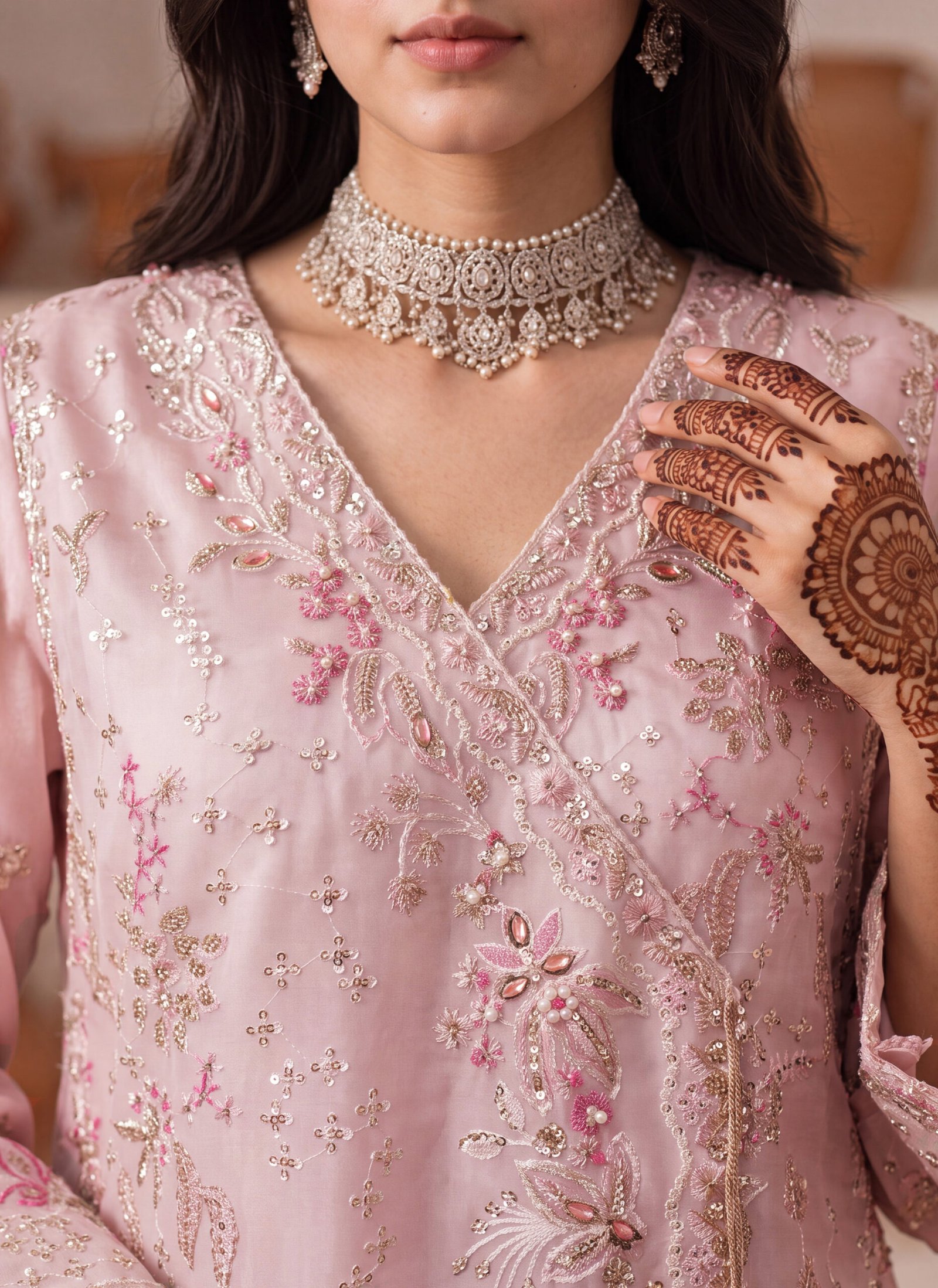 FB-257 | Blush Pink | 3 Pcs Unstitch With Dyed Trouser - Image 5