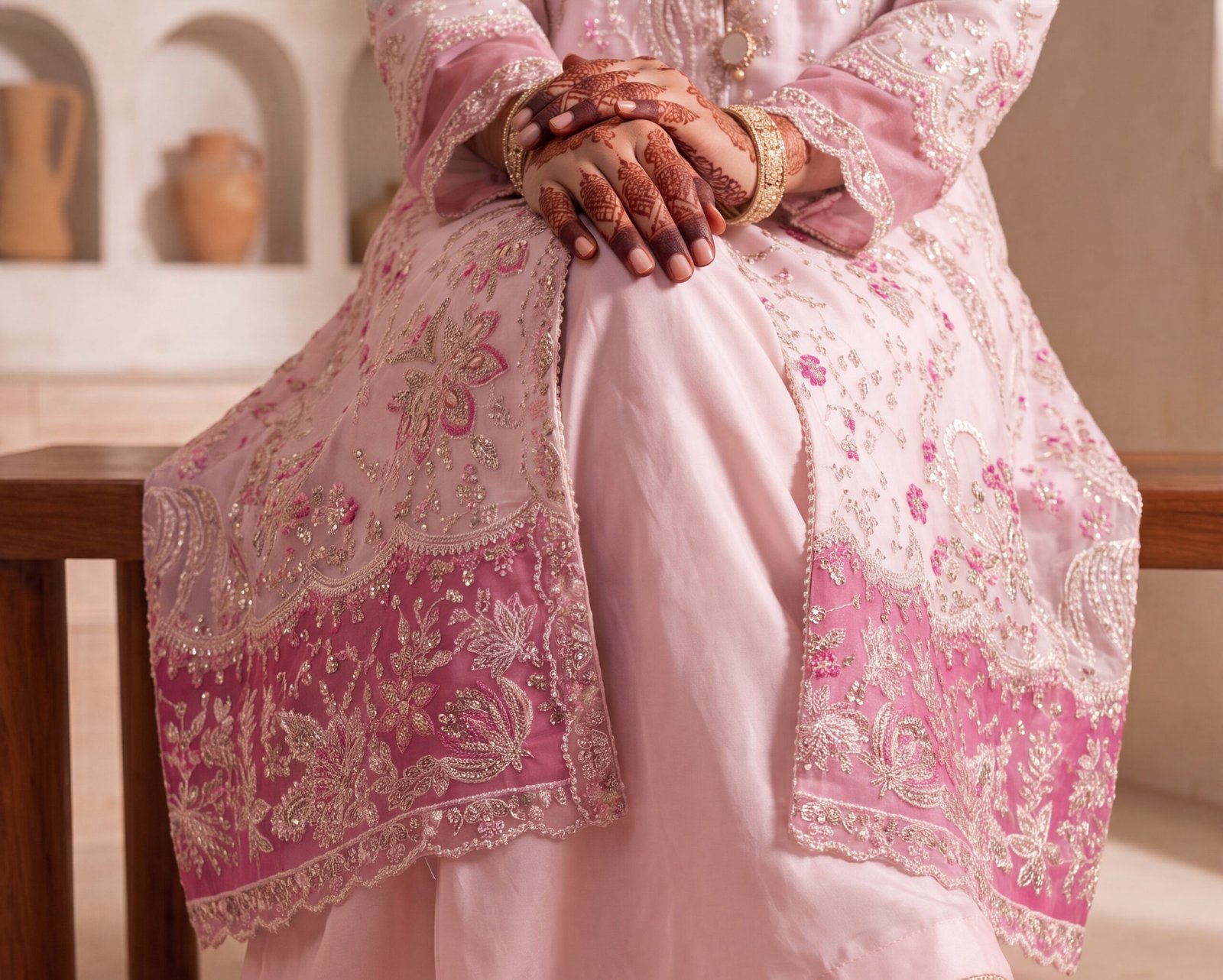 FB-257 | Blush Pink | 3 Pcs Unstitch With Dyed Trouser - Image 3