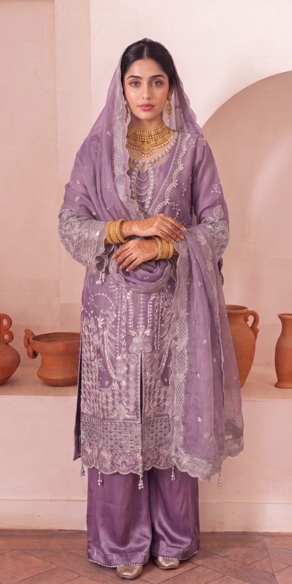 FB-261 | Dusty Lavender | 3 Pcs Unstitch With Dyed Trouser