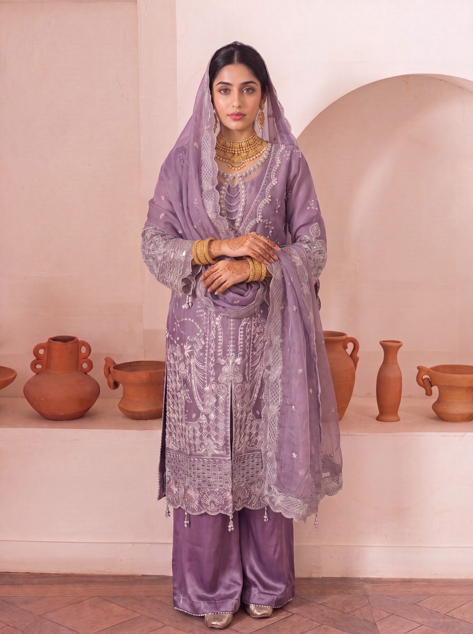 FB-261 | Dusty Lavender | 3 Pcs Unstitch With Dyed Trouser