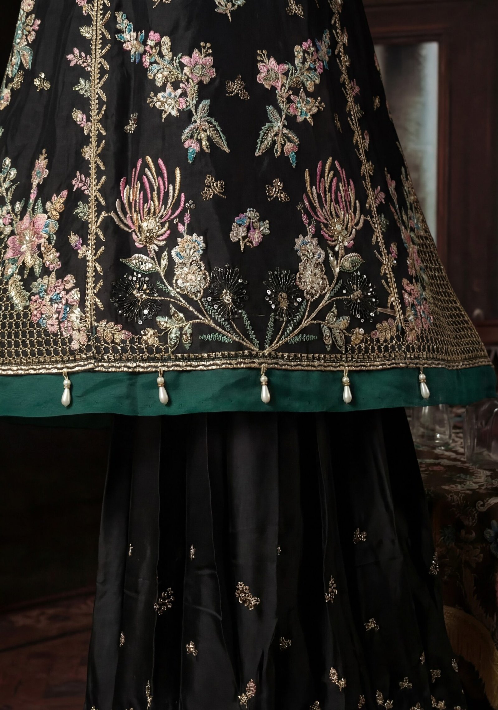 FB-253 | Elegant Black | 3 Pcs Unstitch With Dyed Trouser - Image 3